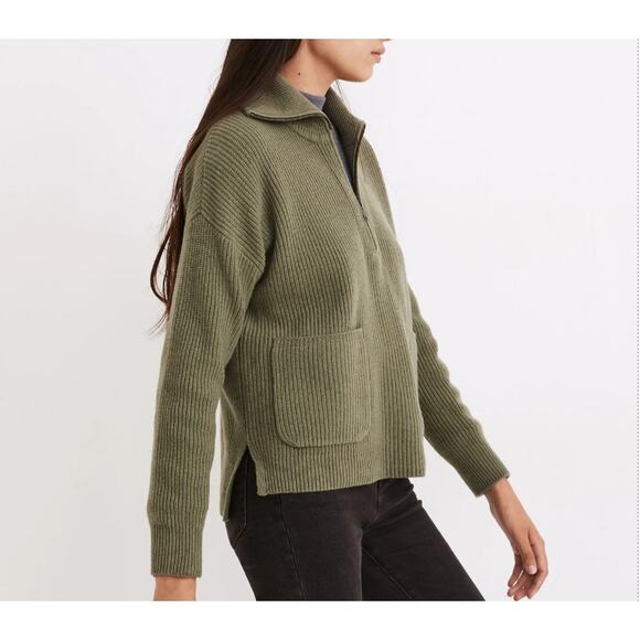 Madewell SZ M Glenbrook Half-Zip Pullover Sweater In Palm - Picture 1 of 5